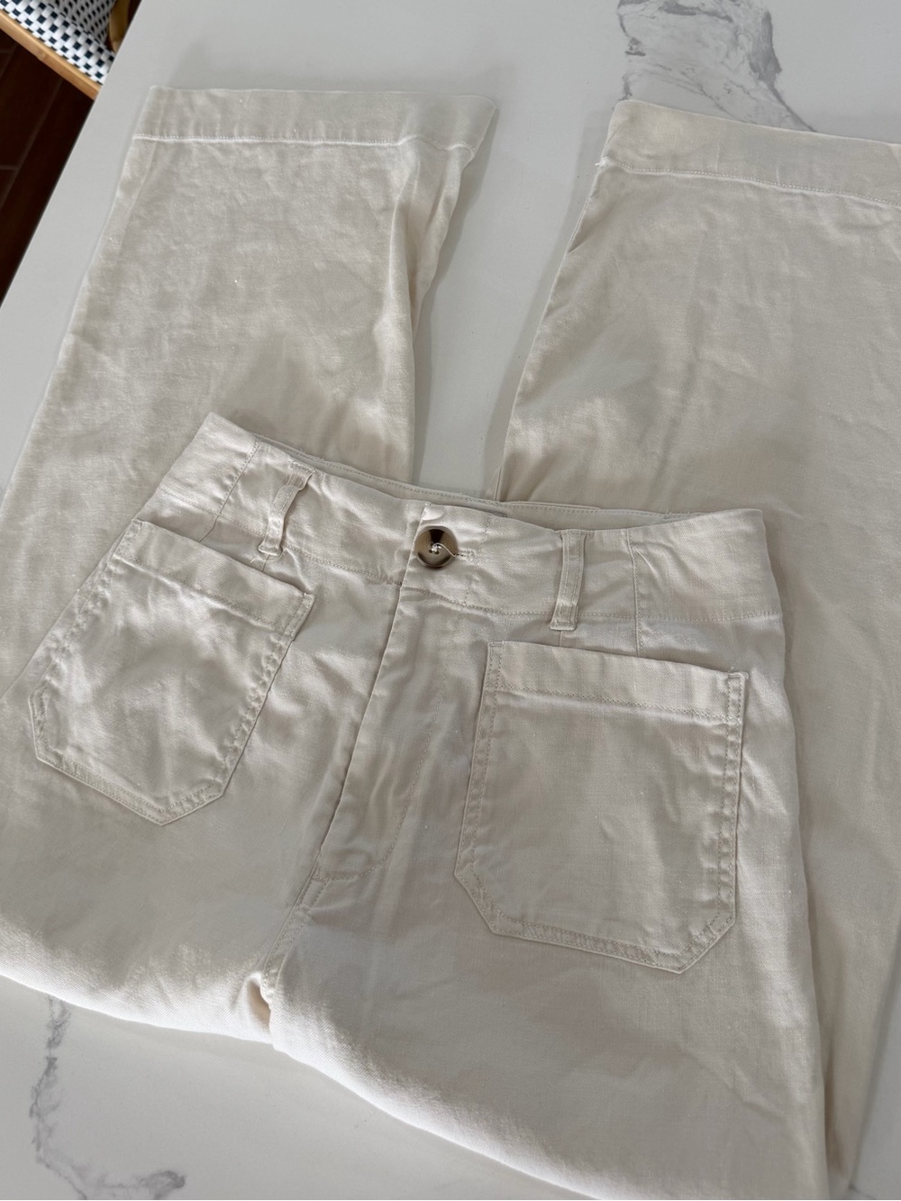 Anthropologie Maeve The Colette Linen Blend High-Rise Wide-Leg Pants Size 27